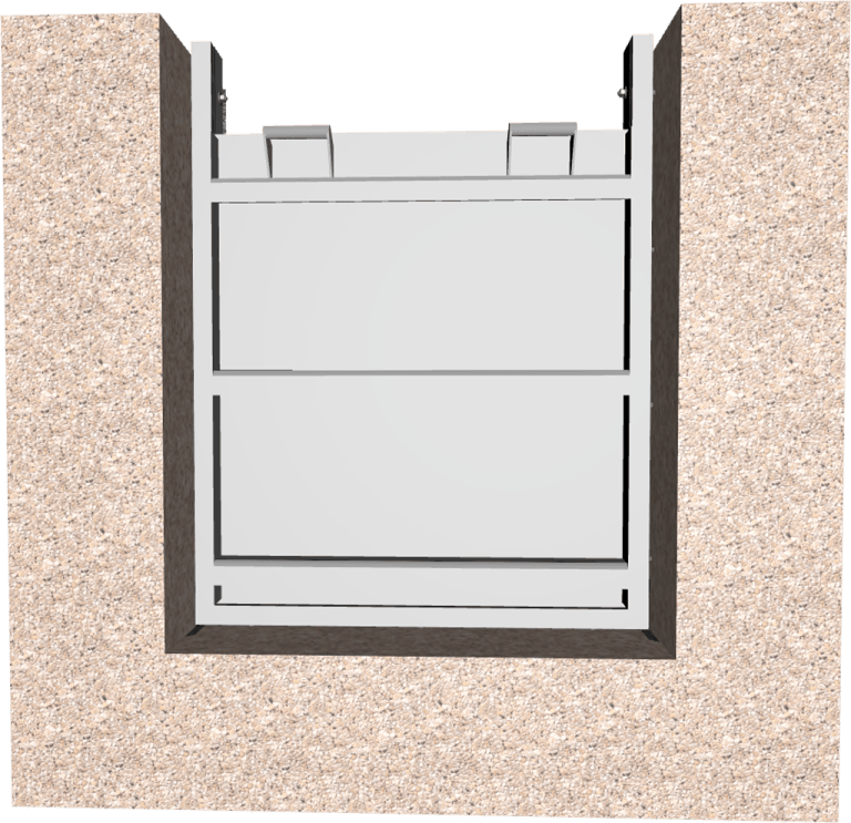 3D Model of 523-C Stainless Steel Channel Mounted Stop Gate