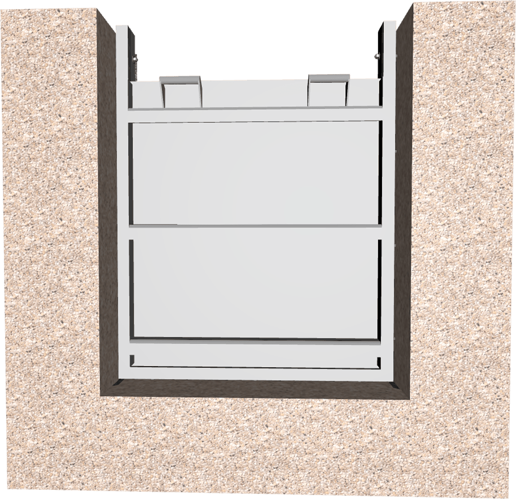 3D Model of 523-C Stainless Steel Channel Mounted Stop Gate