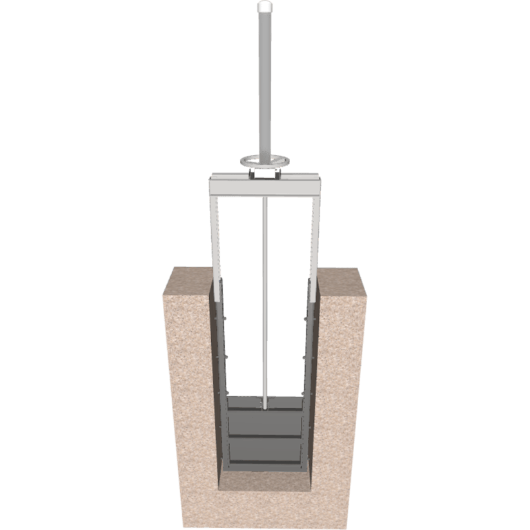 3D Drawing of 933-C Stainless Steel Channel Mounted Sluice Gate