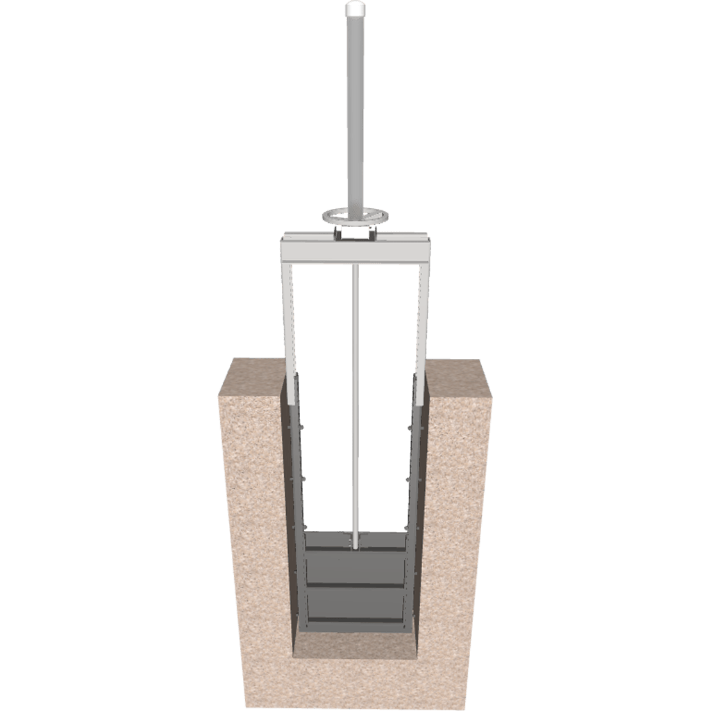 3D Drawing of 933-C Stainless Steel Channel Mounted Sluice Gate