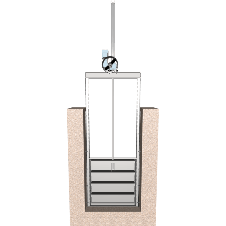 3D Drawing of 953-C Stainless Steel Channel Mounted Slide Gate