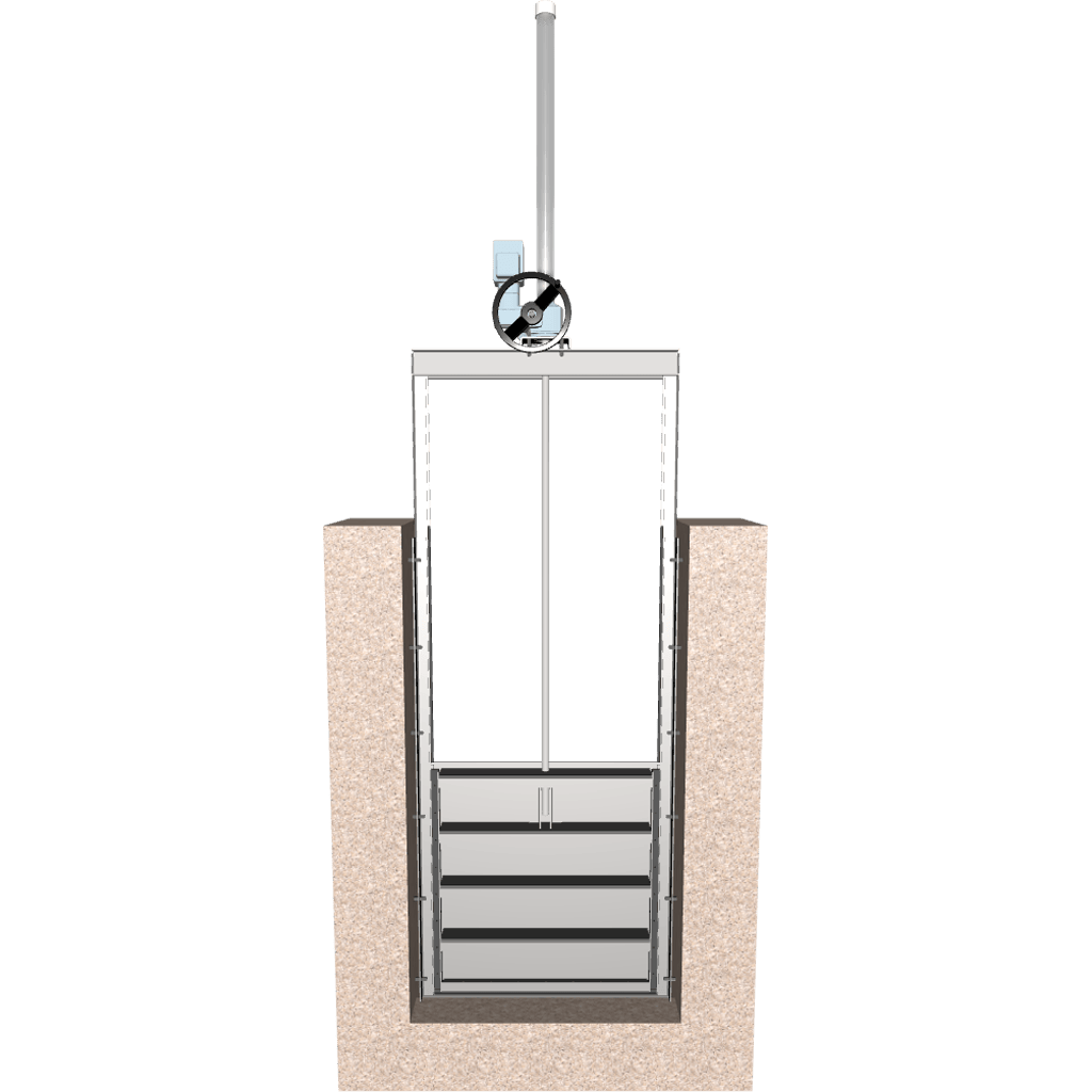 3D Drawing of 953-C Stainless Steel Channel Mounted Slide Gate