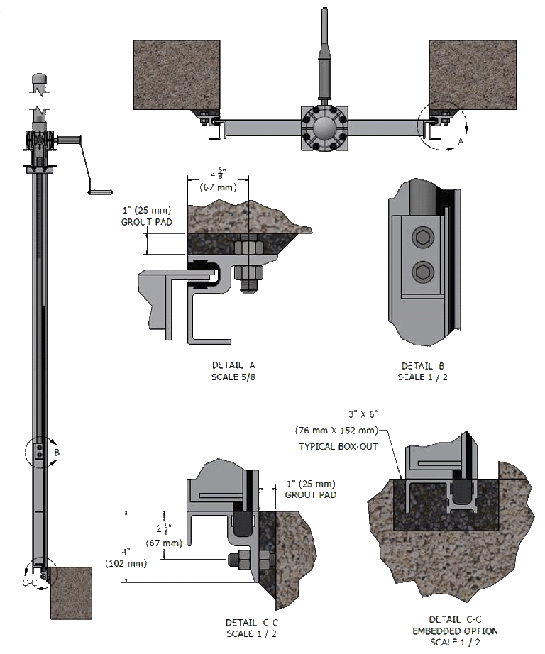 Details and Dimensions of the 823 Aluminum Slide Gate from Whipps, Inc.