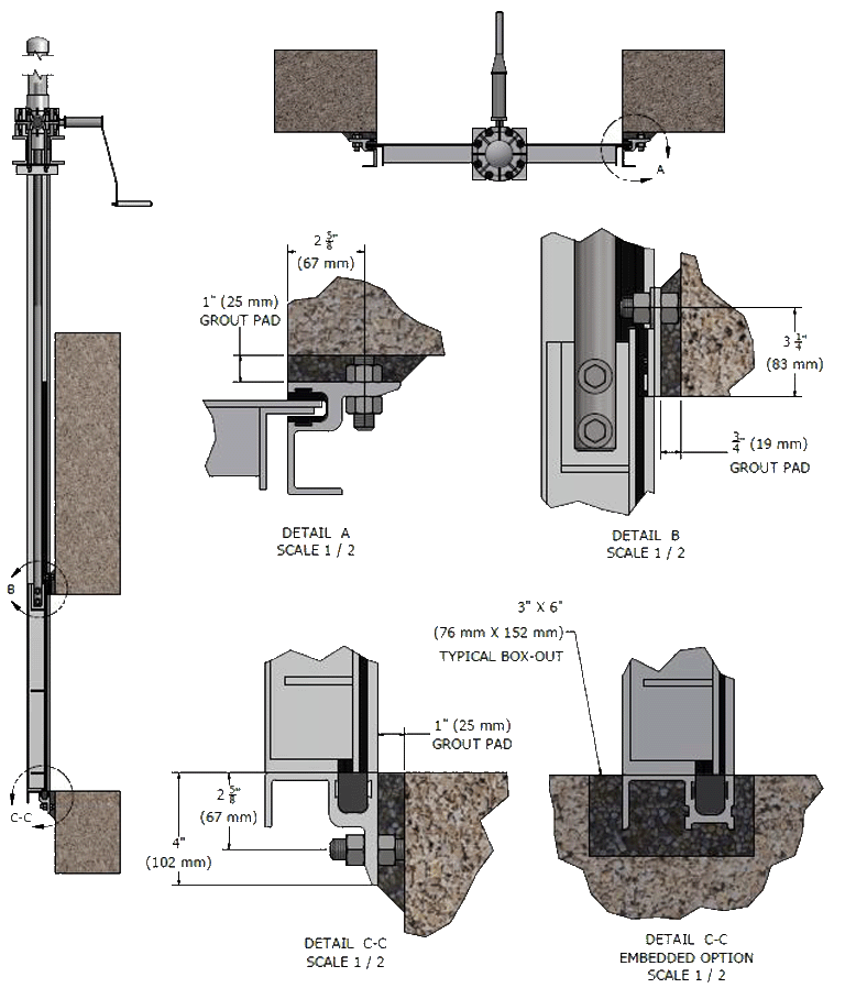 Details and Dimensions of the 824 Aluminum Sluice Gate from Whipps, Inc.