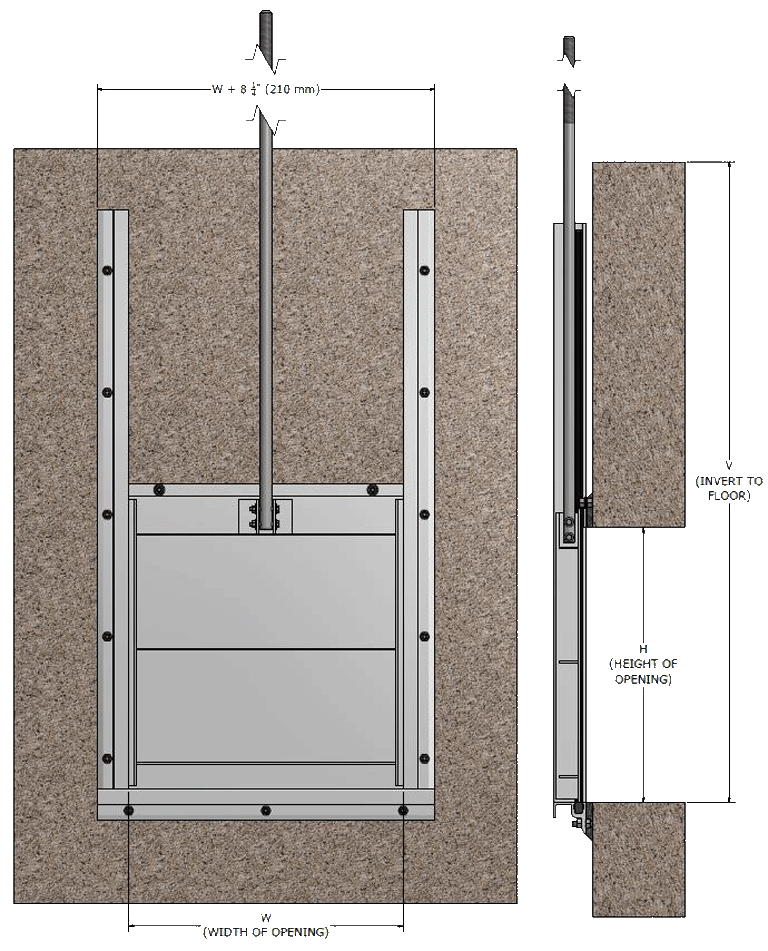 Basic Dimensions Introducing 825 Aluminum Sluice Gate from Whipps, Inc.