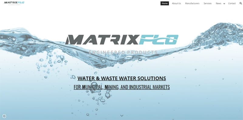 The thumbnail for the website of our sales representative MatrixFlo in Canada