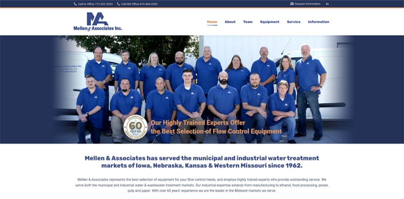 The thumbnail of the website of our sales representative, Mellen & Associates, Inc. operating in Iowa