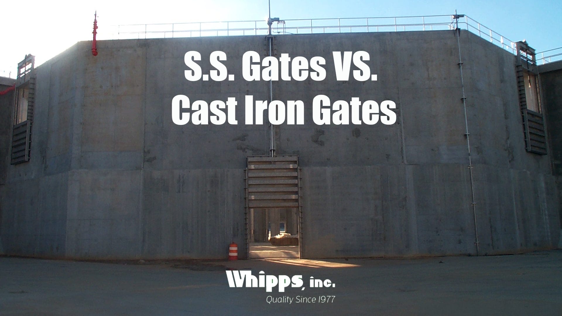 A picture of three stainless steel sluice gates to help showcase why stainless steel is better than cast iron when it come to water control equipment.