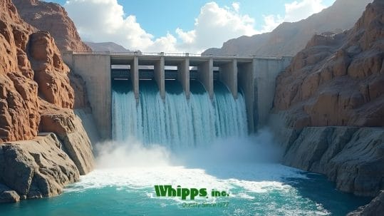 A picture of a hydroelectric power plant.