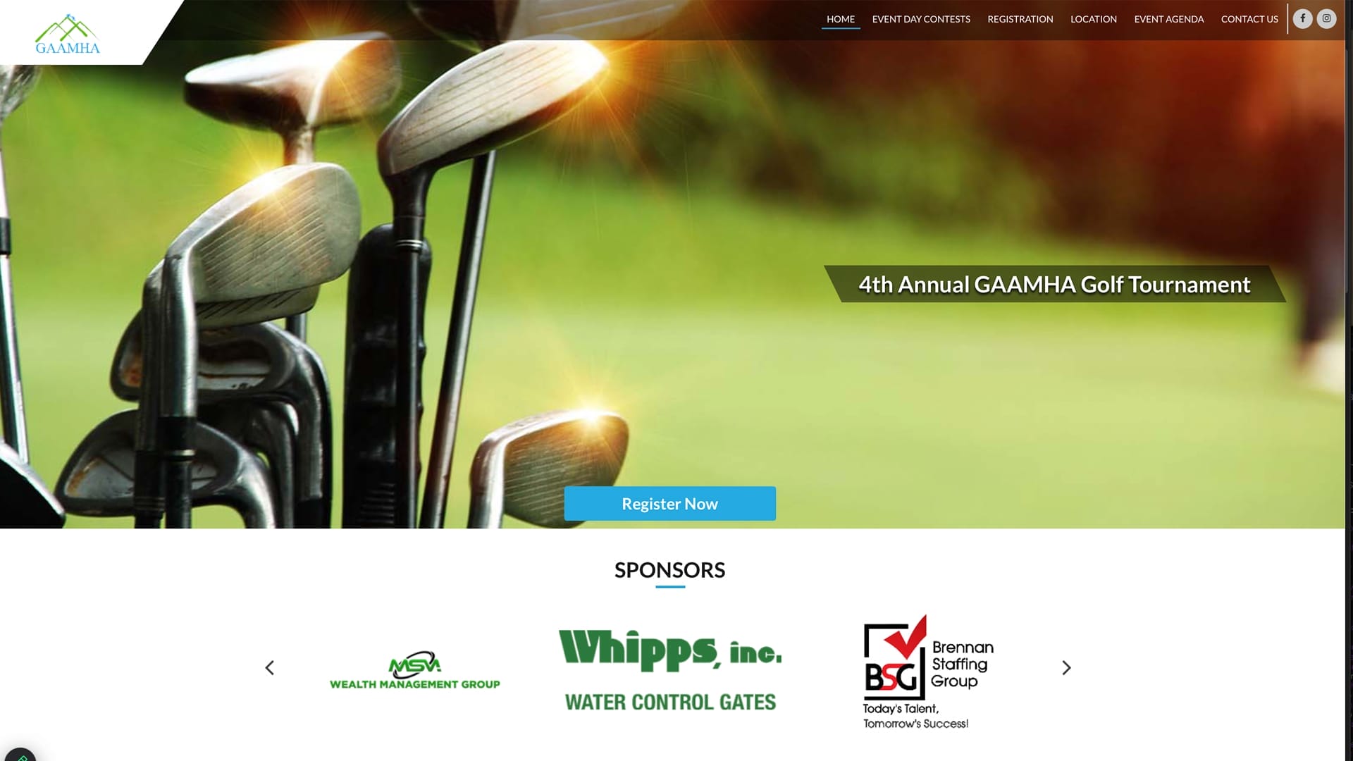 Cartoon-style flyer promoting GAAMHA’s 4th Annual Golf Tournament with the message “Only 11 Team Spots Left!” and event details for July 11 at the Woods of Westminster Golf Course.