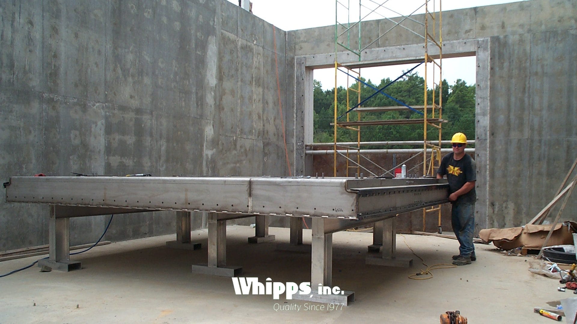 Sluice Gate Slide Being Prepped for Installation in the UK