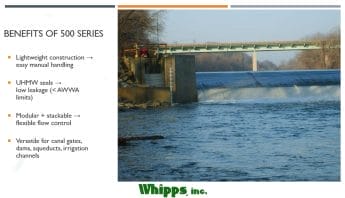 A slide from our training powerpoint slide show for Whipps, Inc.'s 500 Series Stop Logs