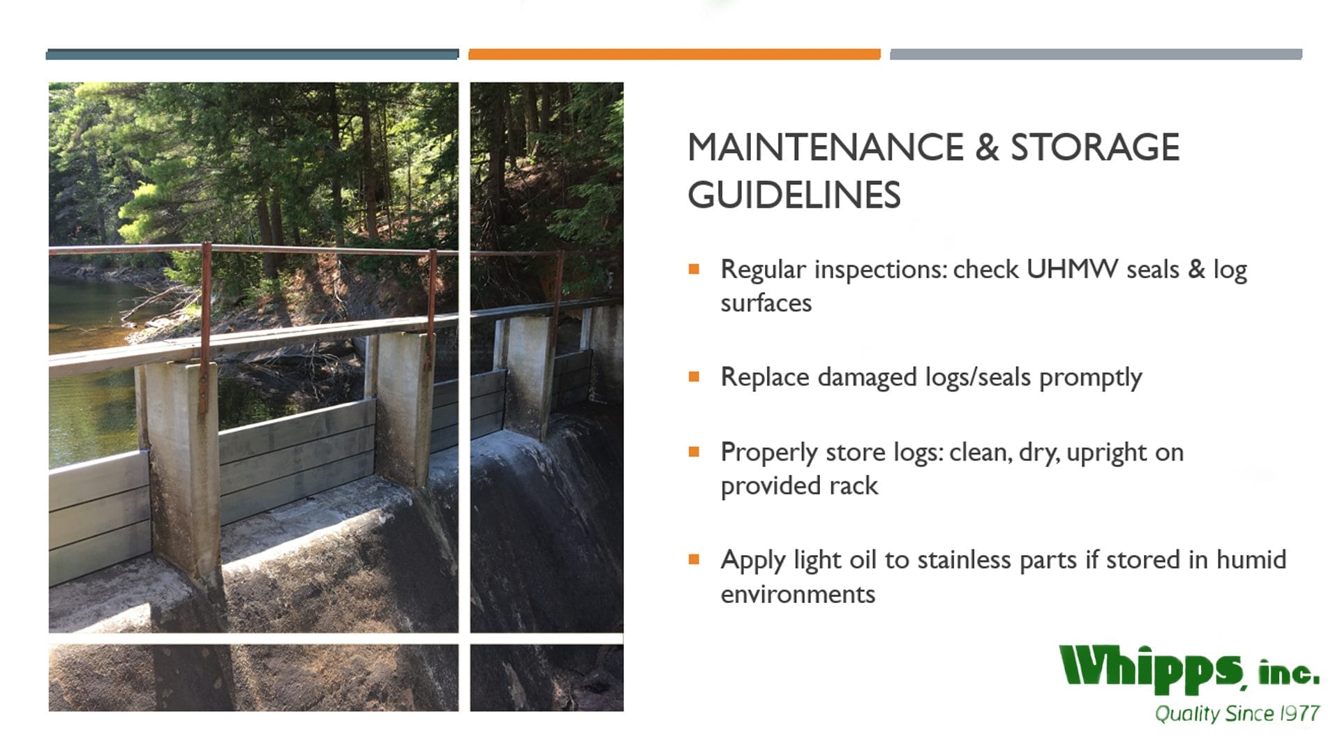 A slide from our maintenance training powerpoint slide show for Whipps, Inc.